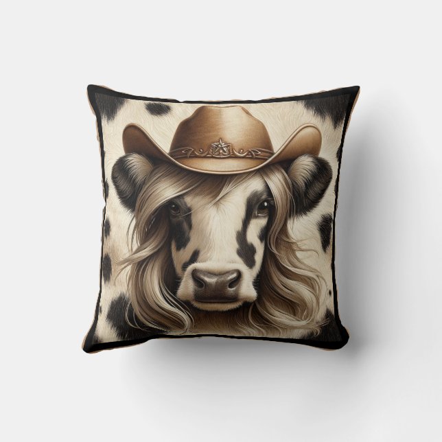 Blonde Country Cow Girl Cushion (Back)