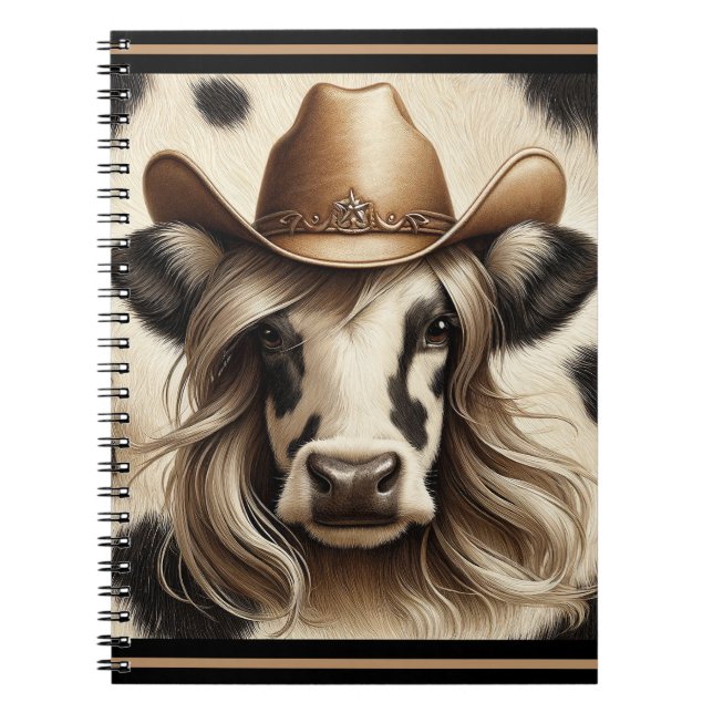 Blonde Country Cow Girl Funny Notebook (Front)