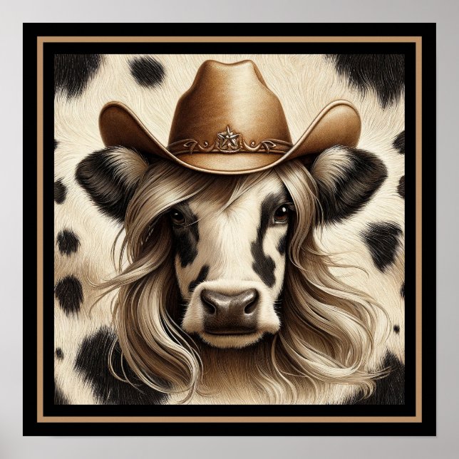 Blonde Country Cow Girl Funny Poster (Front)