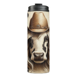 Blonde Country Cow Girl Funny Thermal Tumbler