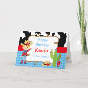 Blonde Cowboy Western Birthday Party Card