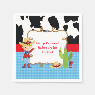 Blonde Cowboy Western Birthday Party Napkin
