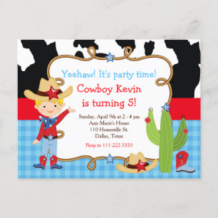 Blonde Cowboy Western Birthday Party Postcard