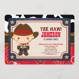 Blonde Cowboy Western Old West Birthday Invitation