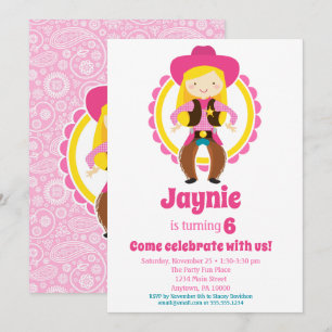Blonde Cowgirl Birthday Party Invitation