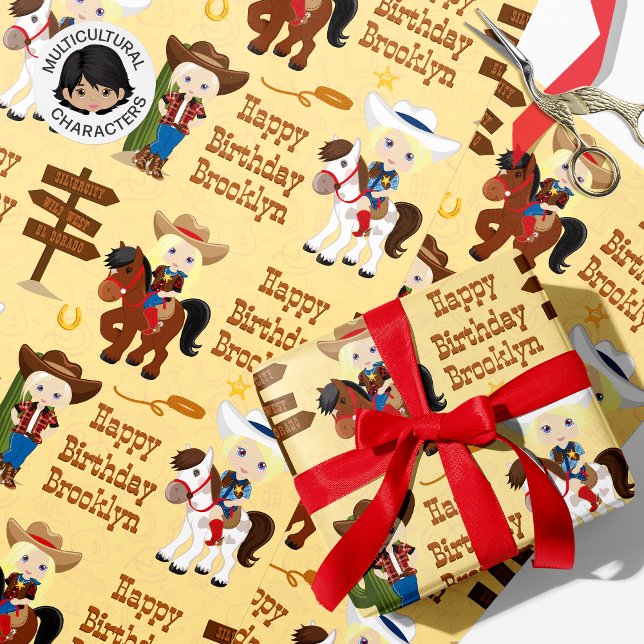 Blonde Cowgirl Personalised Wrapping Paper (Creator Uploaded)