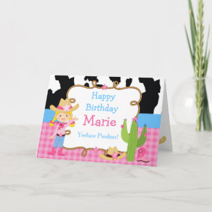 Blonde Cowgirl Western Birthday Party Card