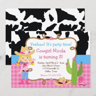 Blonde Cowgirl Western Birthday Party Invitation