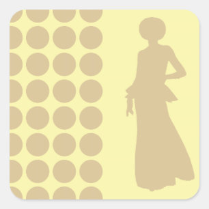 Blonde Cream Neutral Dots Fashion Silhouette Square Sticker