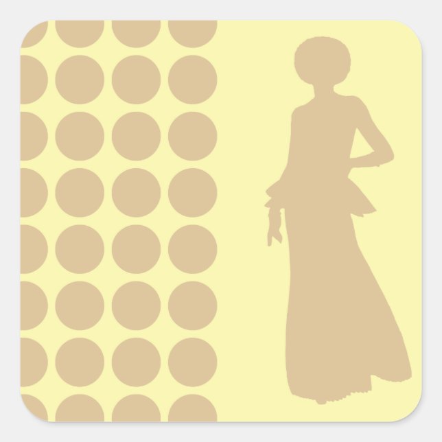 Blonde Cream Neutral Dots Fashion Silhouette Square Sticker (Front)