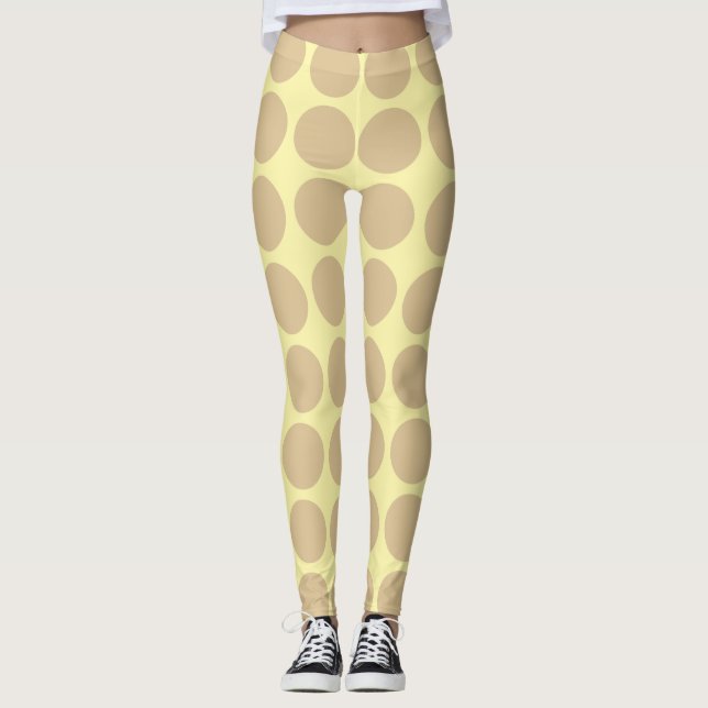 Blonde Cream Neutral Dots Leggings (Front)