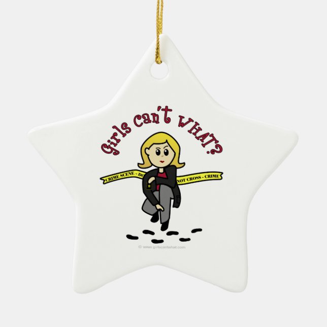 Blonde CSI Girl Ceramic Tree Decoration (Front)