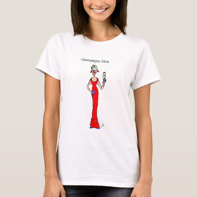 BLONDE DIVA: "Champagne Diva" T-Shirt (Front)