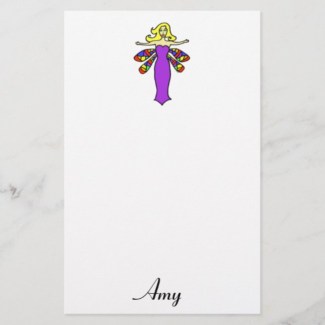 Blonde Dragonfly Fairy Stationery (Front)