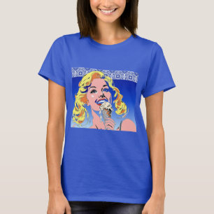 Blonde Eating Ice Cream Colourful 60s Pop Art Styl T-Shirt