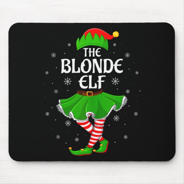 Blonde Elf Christmas Family Girls Women Elf Squad  Mouse Mat (Front)