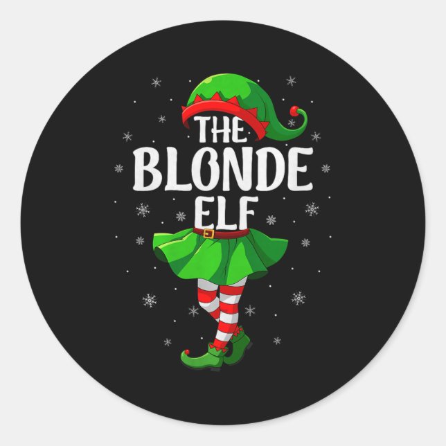 Blonde Elf Christmas Girls Women Elf Squad Xmas Fa Classic Round Sticker (Front)
