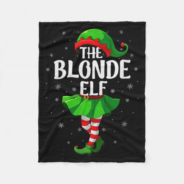 Blonde Elf Christmas Girls Women Elf Squad Xmas Fa Fleece Blanket (Front)