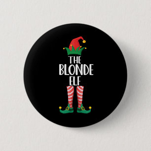 Blonde Elf Matching Family Christmas Party Elf 6 Cm Round Badge
