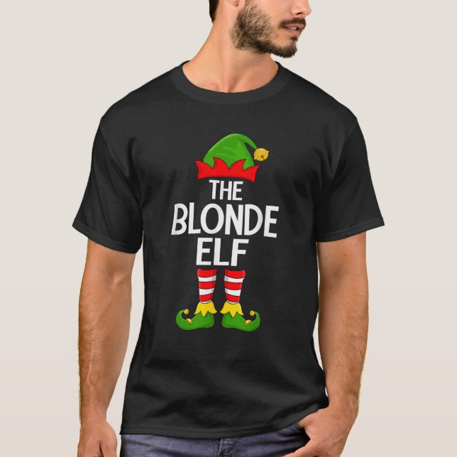 Blonde Elf Xmas Matching Family Elf Squad Christma T-Shirt (Front)