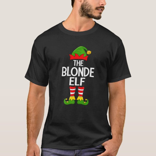 Blonde Elf Xmas Matching Family Elf Squad Christma T-Shirt (Front)