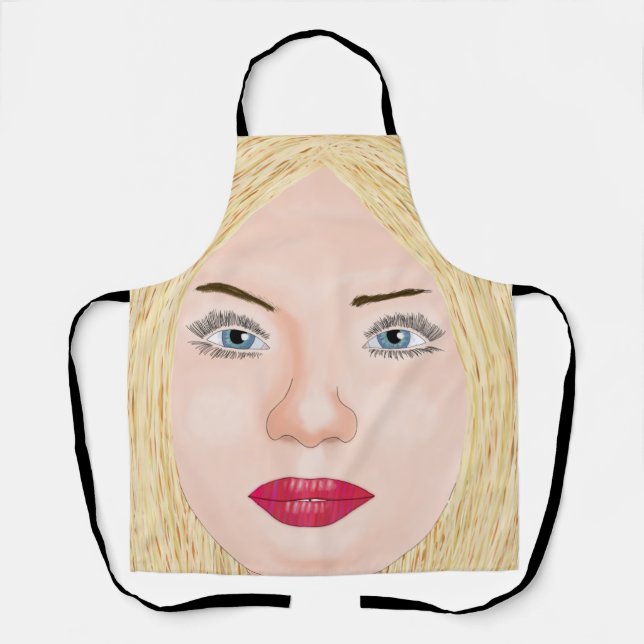 Blonde Face Line Art and Oil Painting Apron (Front)
