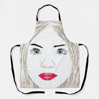 Blonde Face Line Art Apron