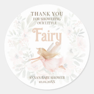 Blonde Fairy Baby Shower Thank You Classic Round Sticker