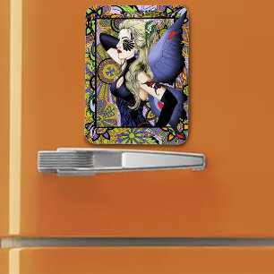 Blonde Fairy Floral Purple Magnet