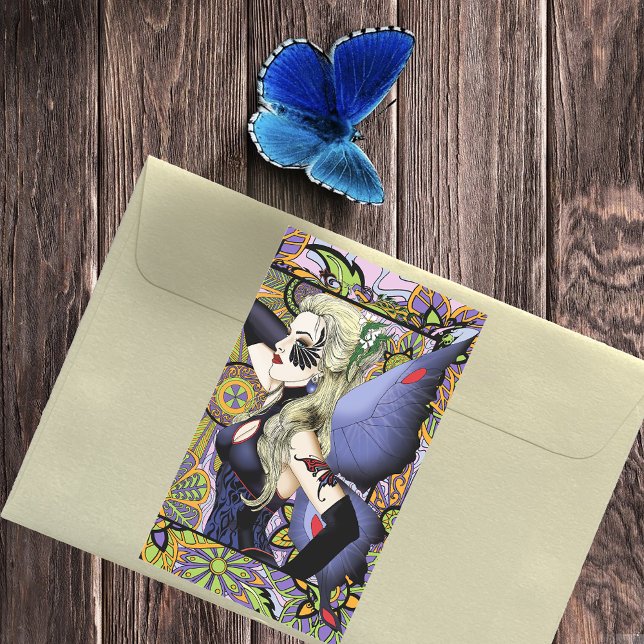Blonde Fairy Floral Purple Rectangular Sticker (Creator Uploaded)
