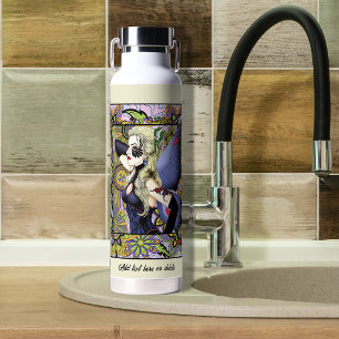 Blonde Fairy Floral Purple Water Bottle