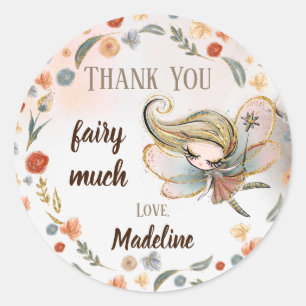 Blonde Fairy Girl Birthday Party Favour Gift Classic Round Sticker