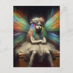 Blonde Fairy With An Attitude on Vintage Suitcase Postcard
