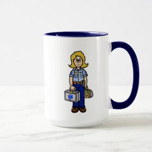 Blonde Female EMS Worker Personalised Name Mug