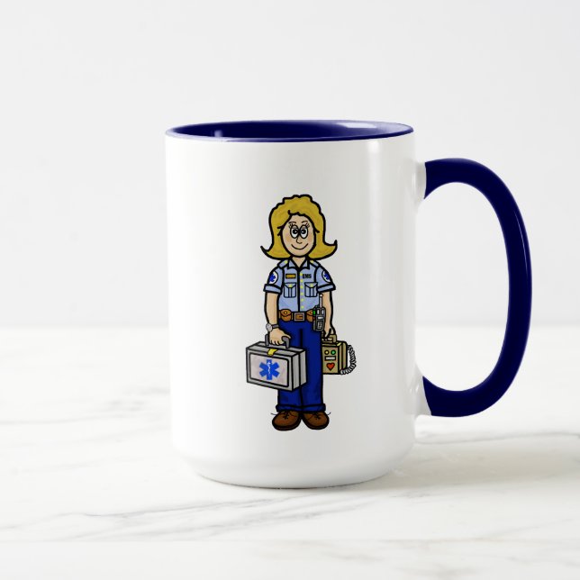 Blonde Female EMS Worker Personalised Name Mug (Right)