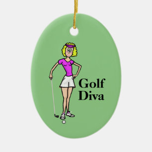 Blonde Female Golfer Christmas Ornament