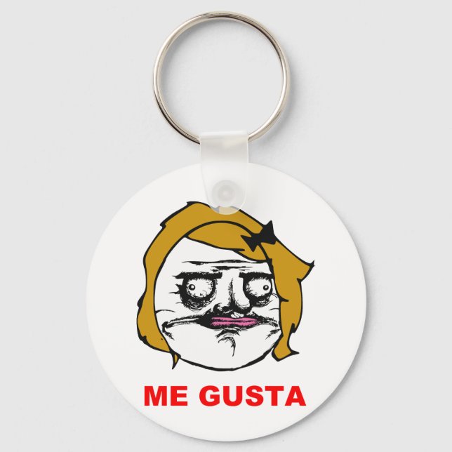 Blonde Female Me Gusta Comic Rage Face Meme Key Ring (Front)