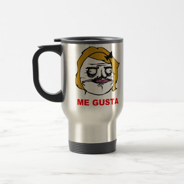 Blonde Female Me Gusta Comic Rage Face Meme Travel Mug (Left)