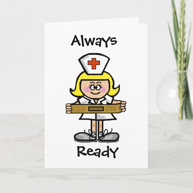 Blonde Female Nurse Greeting Card  Customise It. (Front)