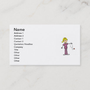 Blonde Female Stick Figure Nurse Business Card
