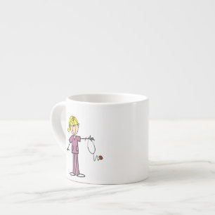 Blonde Female Stick Figure Nurse Espresso Cup