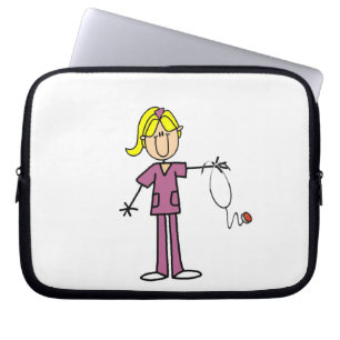 Blonde Female Stick Figure Nurse Laptop Sleeve