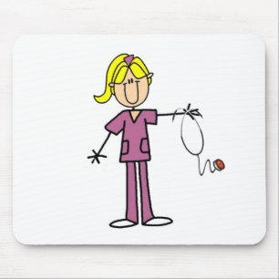 Blonde Female Stick Figure Nurse Mouse Mat