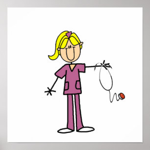 Blonde Female Stick Figure Nurse Poster