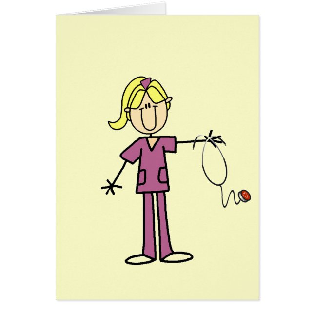 Blonde Female Stick Figure Nurse T-shirts (Front)