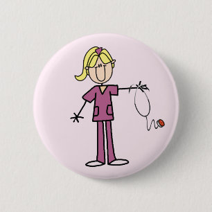 Blonde Female Stick Figure Nurse T-shirts 6 Cm Round Badge