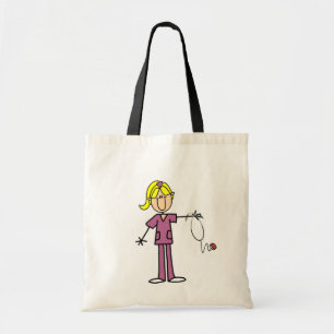 Blonde Female Stick Figure Nurse Tote Bag