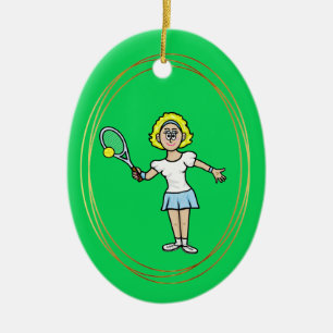 Blonde Female Tennis Player Christmas Ornament