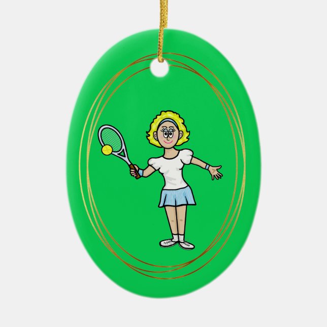 Blonde Female Tennis Player Christmas Ornament (Front)