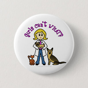 Blonde Female Veterinarian 6 Cm Round Badge